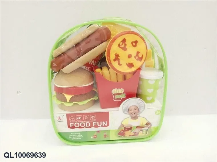 Assembled Hamburger Set (25pcs) (food set tableware play house toy) Backpack Bag wholesale from Qili Toys