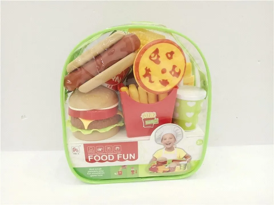 Assembled Hamburger Set (25pcs) (food set tableware play house toy) Backpack Bag wholesale from Qili Toys