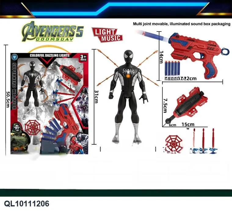 Big Black Spider Hero+Soft Bullet Gun+Launcher Color Box wholesale from Qili Toys
