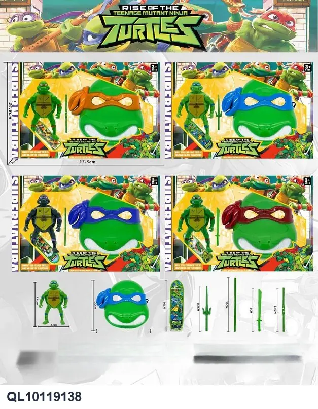Big Turtle + Mask (weapon with skateboard) Window Color Box wholesale from Qili Toys