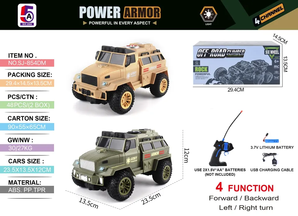 Cross-Border E-Commerce Secret Box Four-Wheel Military Armored Vehicle Four-Way With Lights Sealed Box wholesale from Qili Toys