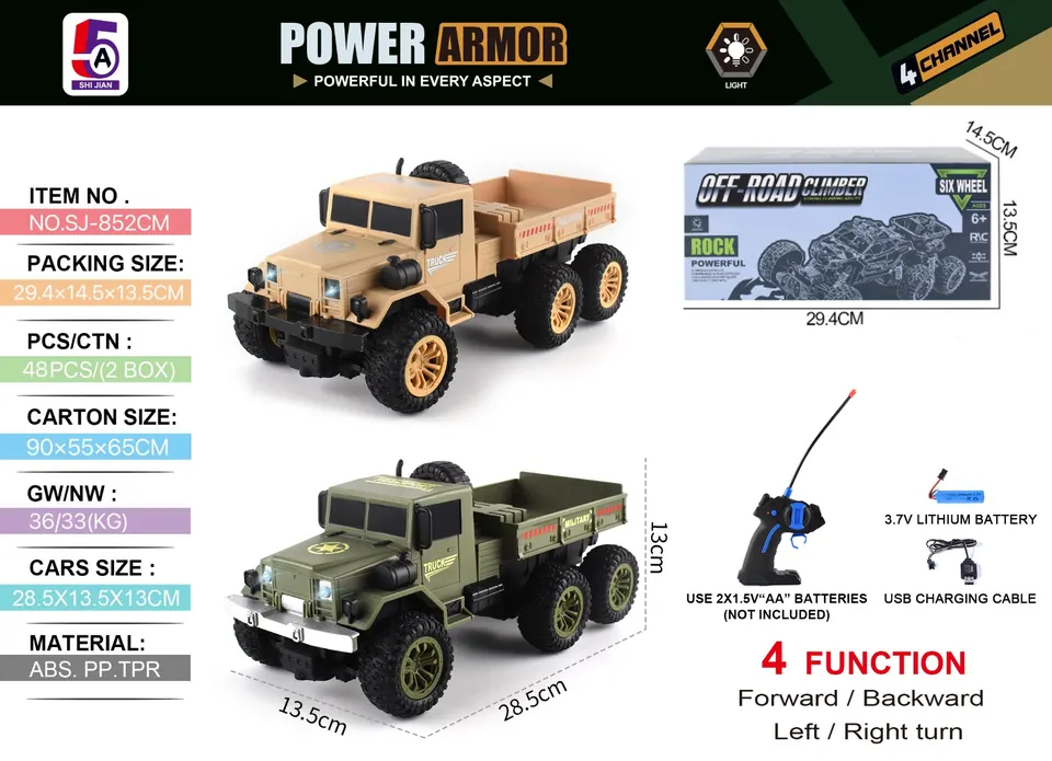 Cross-Border E-Commerce Secret Box Six-Wheel Military Pickup Truck With Four-Way Lights Sealed Box wholesale from Qili Toys
