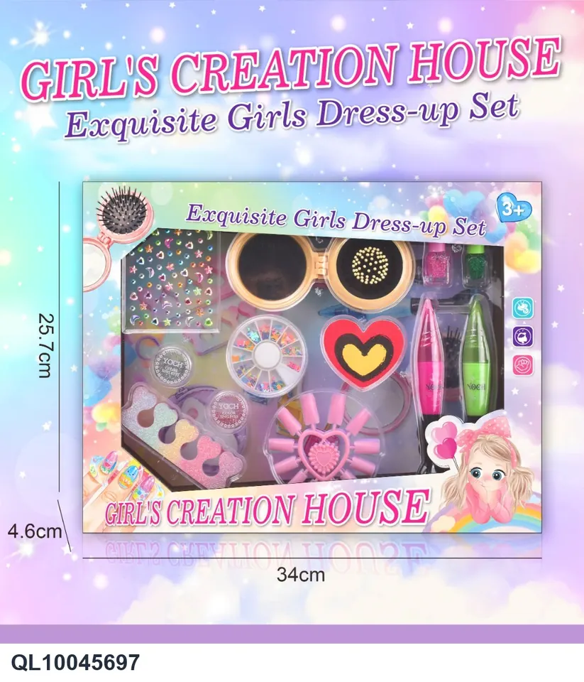 Cross-Border New Product Popular Children's Play House Makeup Set Spray Chalk Manicure Set Girls Diy Toys Window Box wholesale from Qili Toys