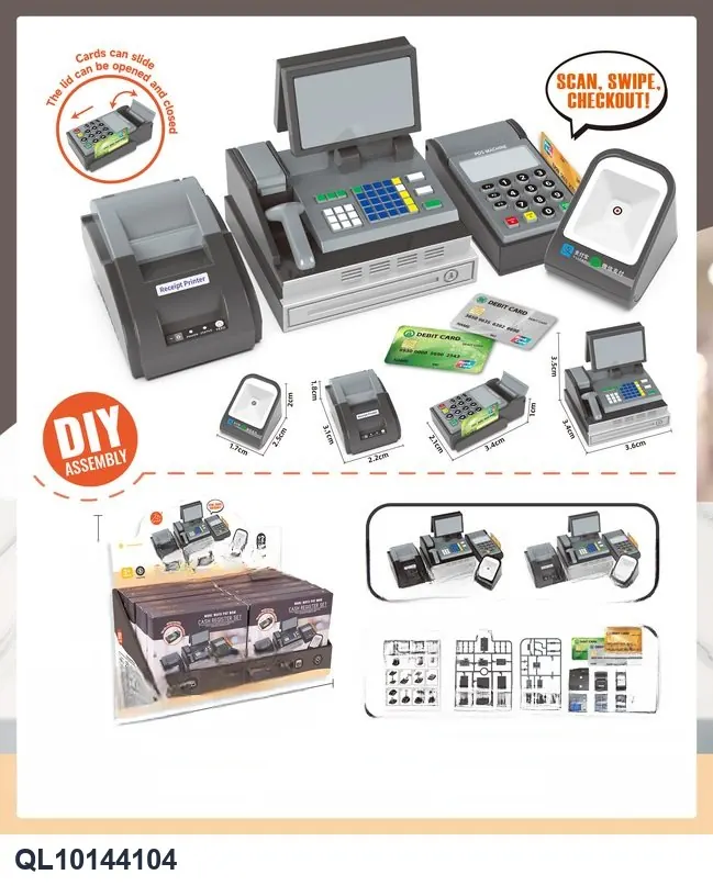 DIY Cash Register 4-Piece Playset (12 pcs per box) Sealed Box wholesale from Qili Toys