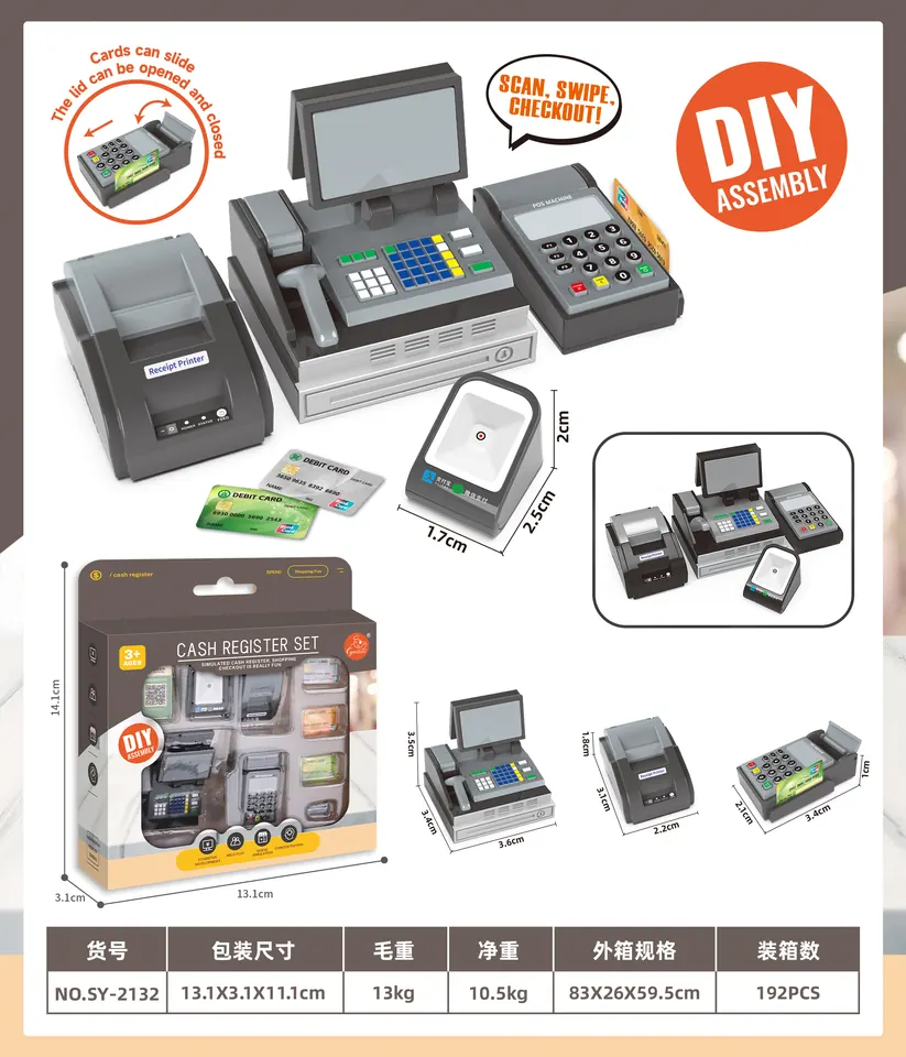 DIY Cash Register 4-Piece Playset Window Box wholesale from Qili Toys