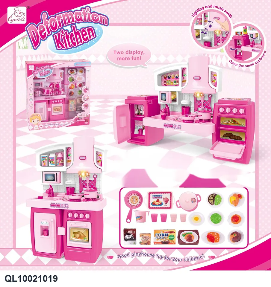 Detachable Cabinet + Fittings + Food Accessories, Pink, 2 Styles Mixed, Light & Sound Window Box wholesale from Qili Toys