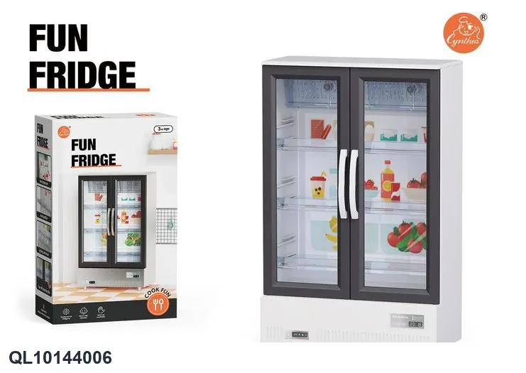 Double-Door Play Freezer, Solid White, With Bread Accessories, Light & Sound (21 pcs) Sealed Box wholesale from Qili Toys
