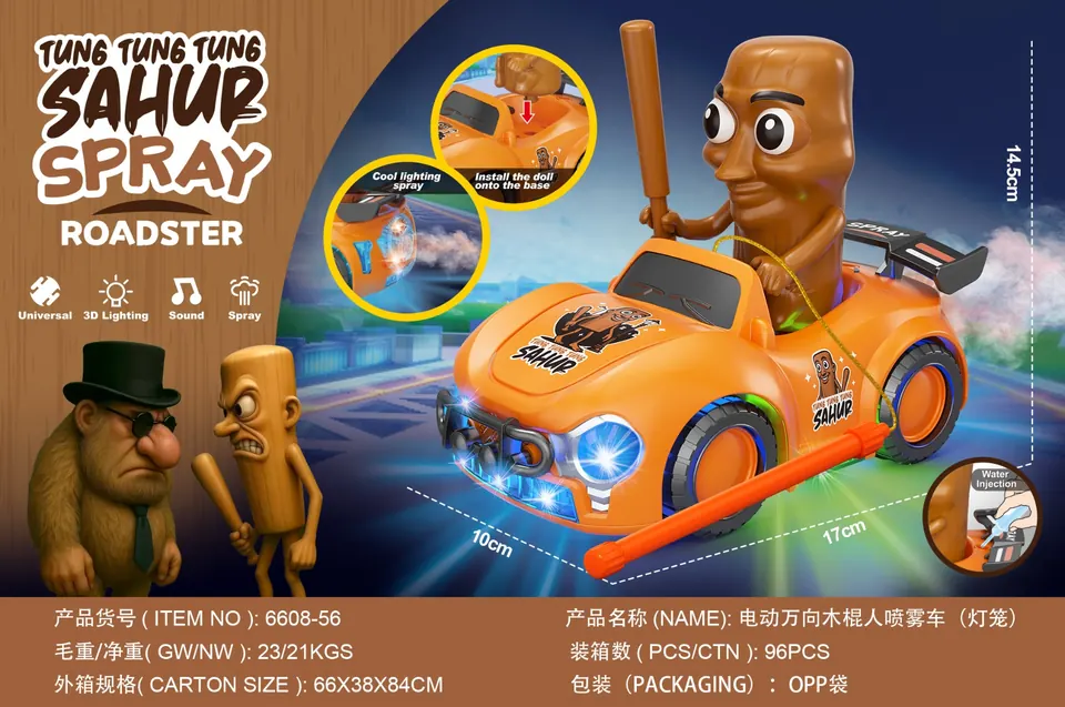 Electric Universal Car Stick Man (with spray, light and sound effect lantern) Bagged Pack wholesale from Qili Toys