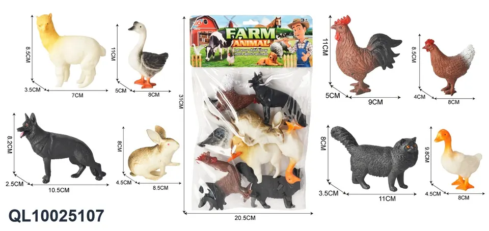 Farm Animal Figure Set PVC Header Bag wholesale from Qili Toys