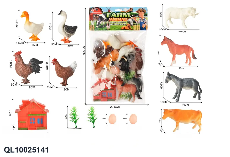 Farm Animal Figure Set PVC Header Bag wholesale from Qili Toys