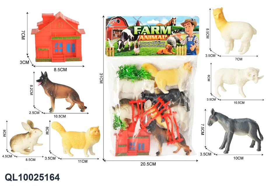 Farm Animal Figure Set PVC Header Bag wholesale from Qili Toys