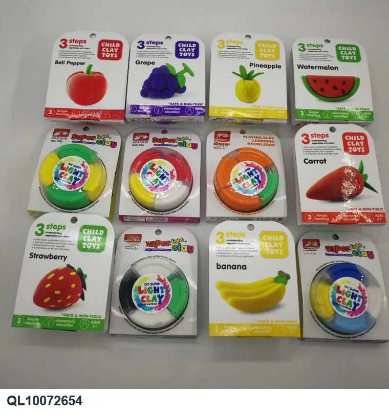 Four-Piece DIY Set: 40G Of Light Clay, 12 Fruit And Vegetable-Themed Hanging Decorations (packaged in cans) Hang Board wholesale from Qili Toys