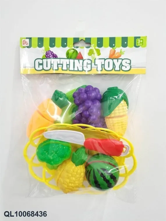 Fruit And Vegetable Cutting Set (food set, tableware, play house toy) PVC Header Bag wholesale from Qili Toys