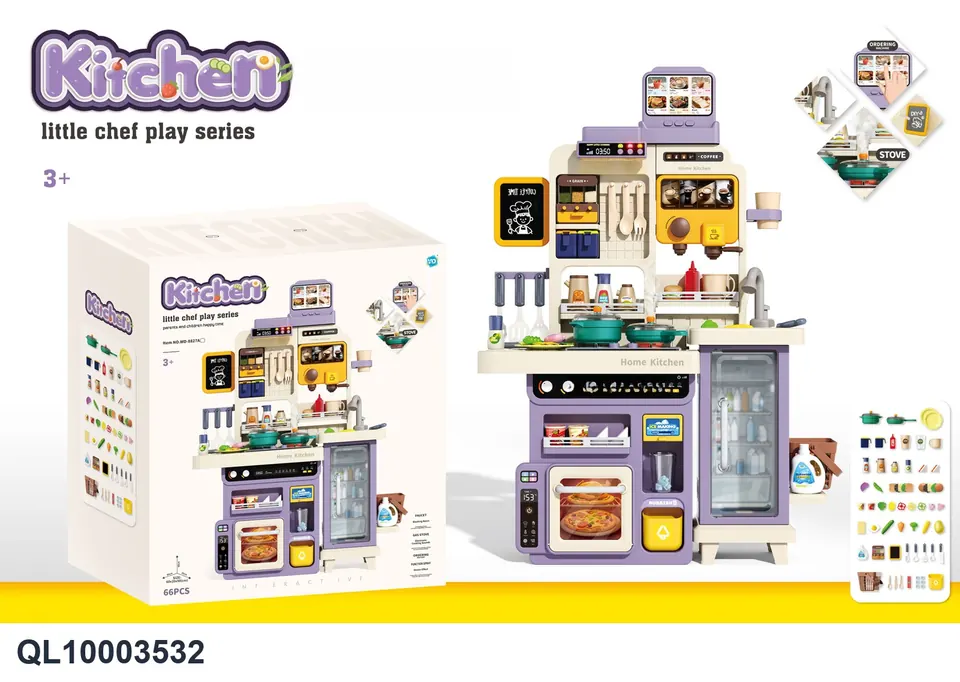 Kitchen, Light And Music Water Tableware, Spray, Educational Range Hood, Multi-Function Touch Screen Ordering Machine (purple) Color Box wholesale from Qili Toys