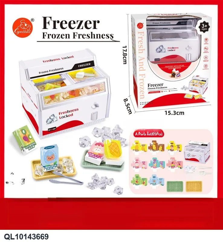 Lotus Pink Play Freezer With DIY Mini Boxes, Light & Sound (66 pcs) Window Box wholesale from Qili Toys