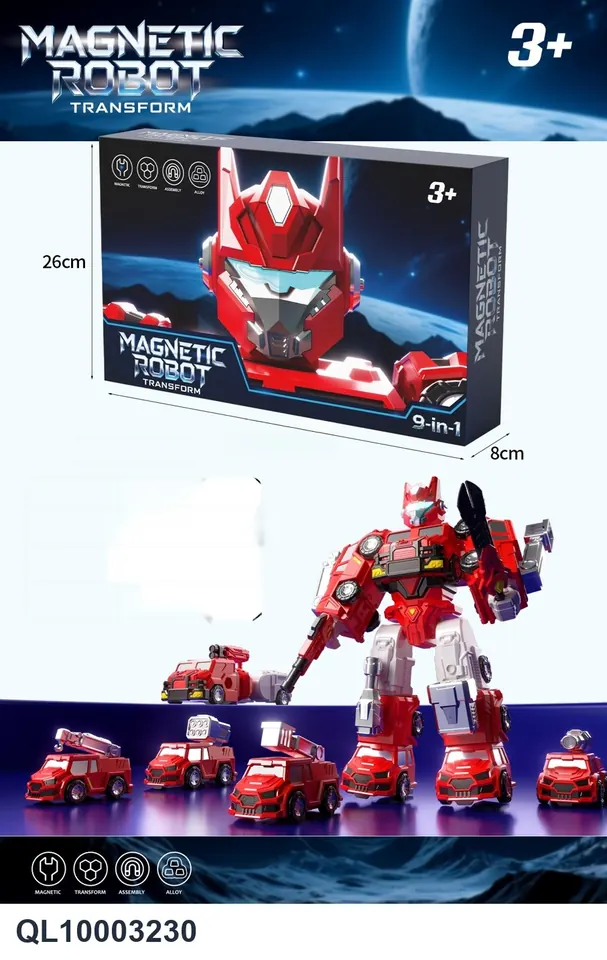 Magnetic Deformation Robot In Red, White, Blue And Yellow Colors Color Box wholesale from Qili Toys