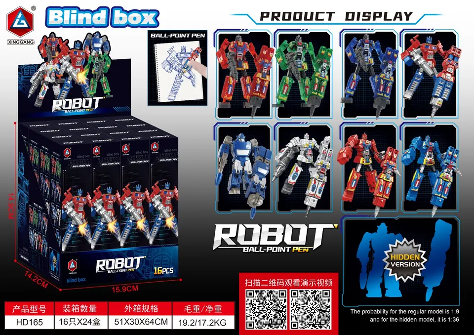 Mecha Deformation Pen Blind Box (24pcs single price) Display Box wholesale from Qili Toys