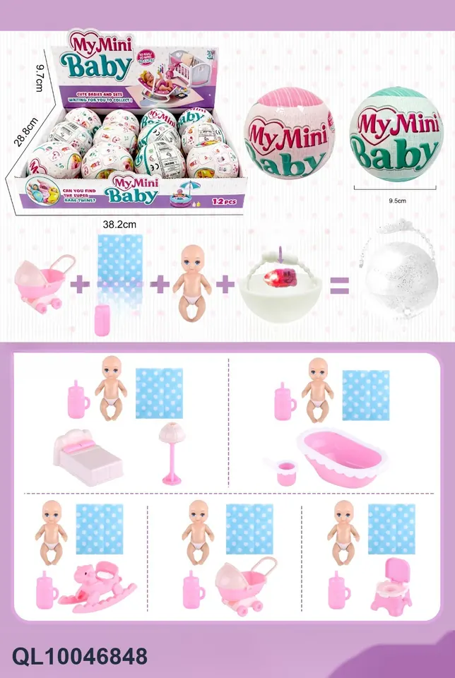 MiNi Mini Baby Ball Surprise Ball Baby Miniature Baby Play House Toy (with lights) Display Box wholesale from Qili Toys