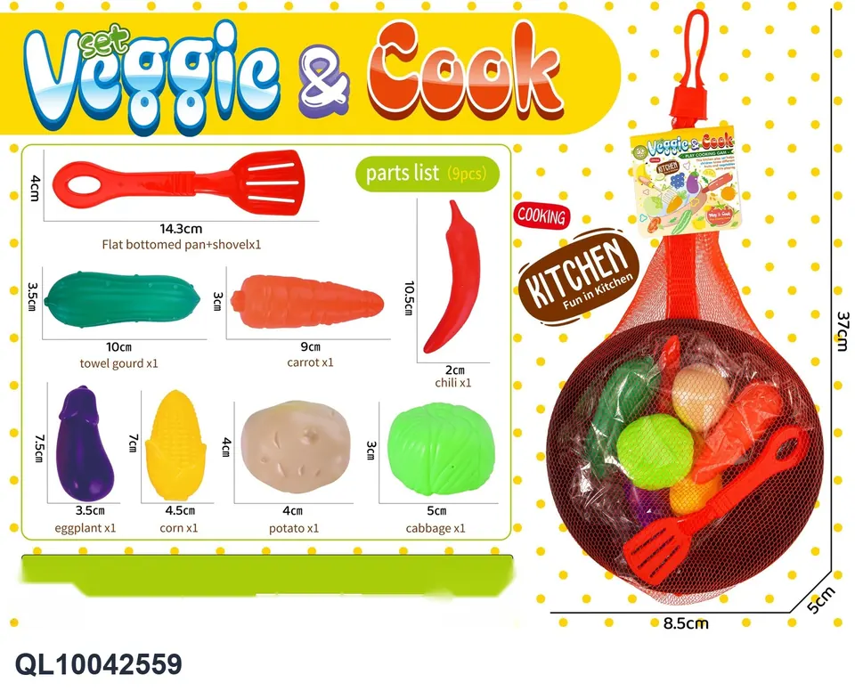 Pan With 7 Vegetables Hang Card + Mesh Bag wholesale from Qili Toys