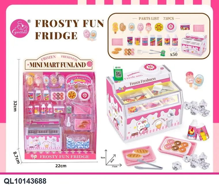 Pink Play Freezer With Bread Accessories And Light (73 pcs) Display Blister Pack wholesale from Qili Toys