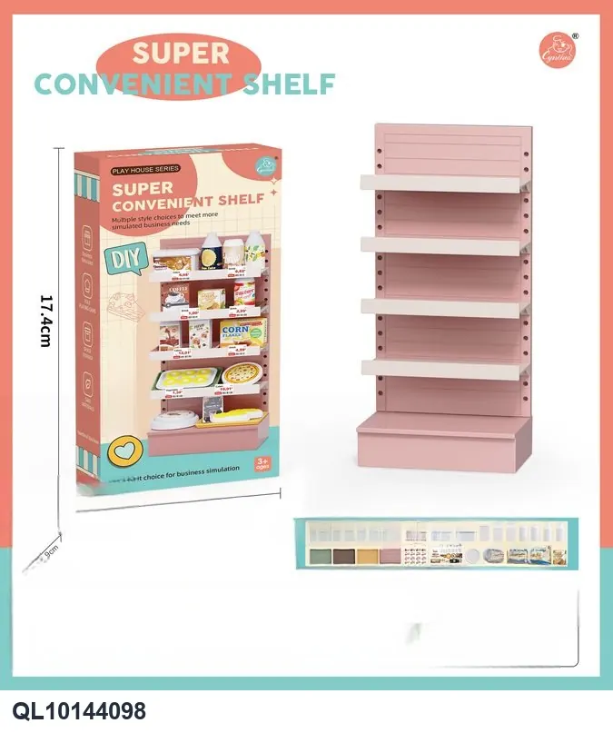 Play Store Shelf, Begonia Red, With Bread Accessories (22 pcs) Sealed Box wholesale from Qili Toys