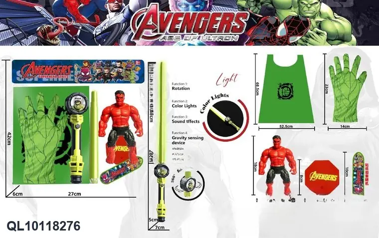 Red Giant Sounding Battle Sword+Gloves+Character+Cloak+Skateboard Base PVC wholesale from Qili Toys