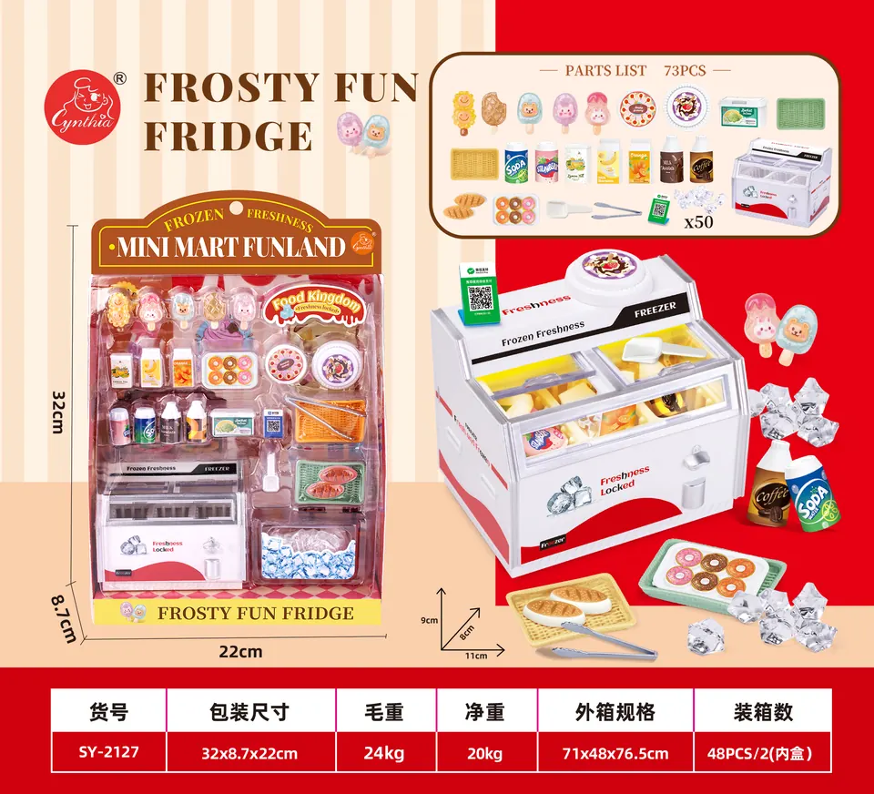 Red Play Freezer With Bread Accessories And Light (73 pcs) Display Blister Pack wholesale from Qili Toys