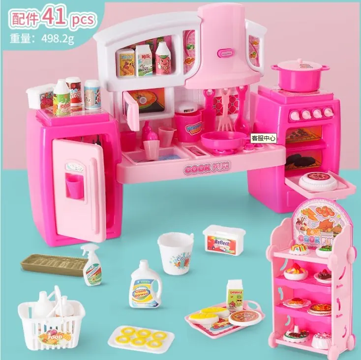 Sectional Cabinet Playset With Shelving Rack, Pink Lights And Sound Sealed Box wholesale from Qili Toys