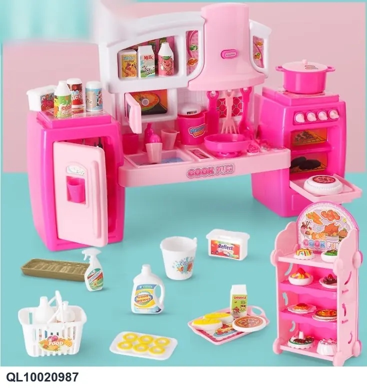 Sectional Cabinet Playset With Shelving Rack, Pink Lights And Sound Sealed Box wholesale from Qili Toys