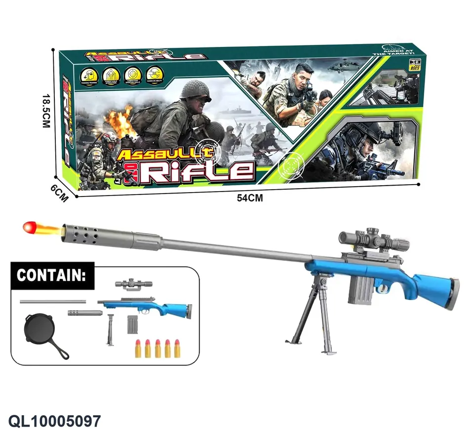 Shell Ejection Soft Bullet Gun, Manual Soft Bullet Gun Set, Simulated Children's Toy Gun, Sniper Gun, Soft Bullet Bullet Launcher Color Box wholesale from Qili Toys