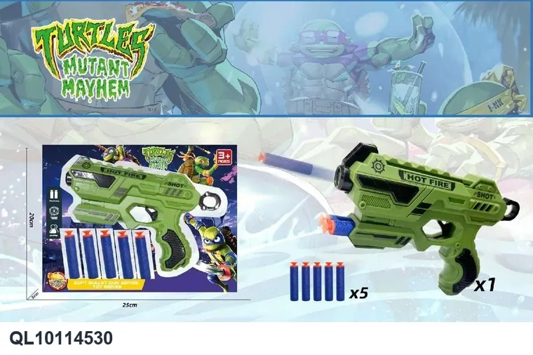 Teenage Mutant Ninja Turtles EVA Soft Bullet Gun (5 rounds) Color Box wholesale from Qili Toys