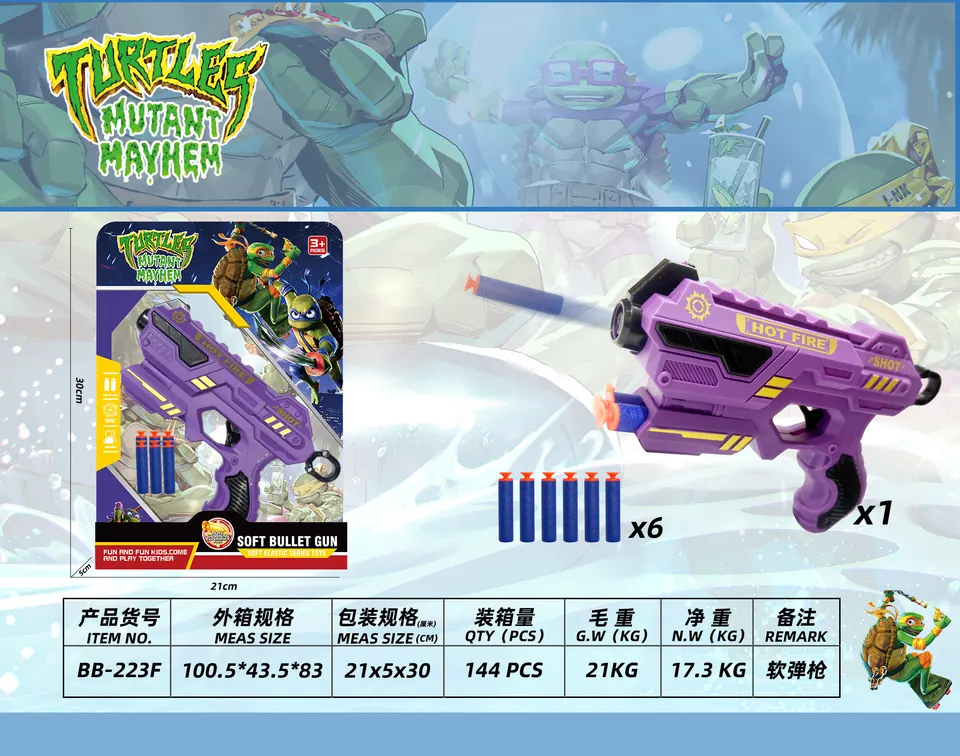 Teenage Mutant Ninja Turtles EVA Soft Bullet Gun (6 rounds) Suction Board/Elevator wholesale from Qili Toys