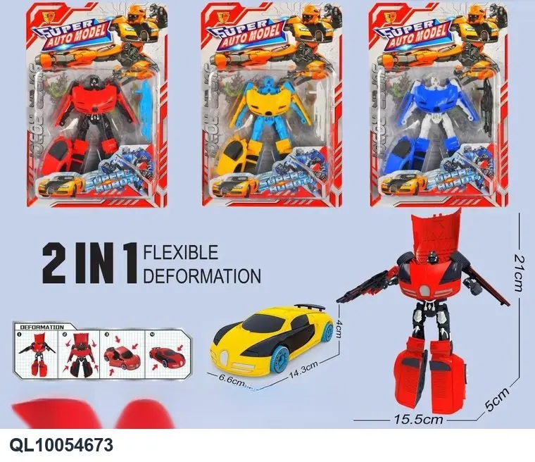 Transforming Robot (3 colors mixed red, blue and yellow) High-Frequency/Double Blister wholesale from Qili Toys