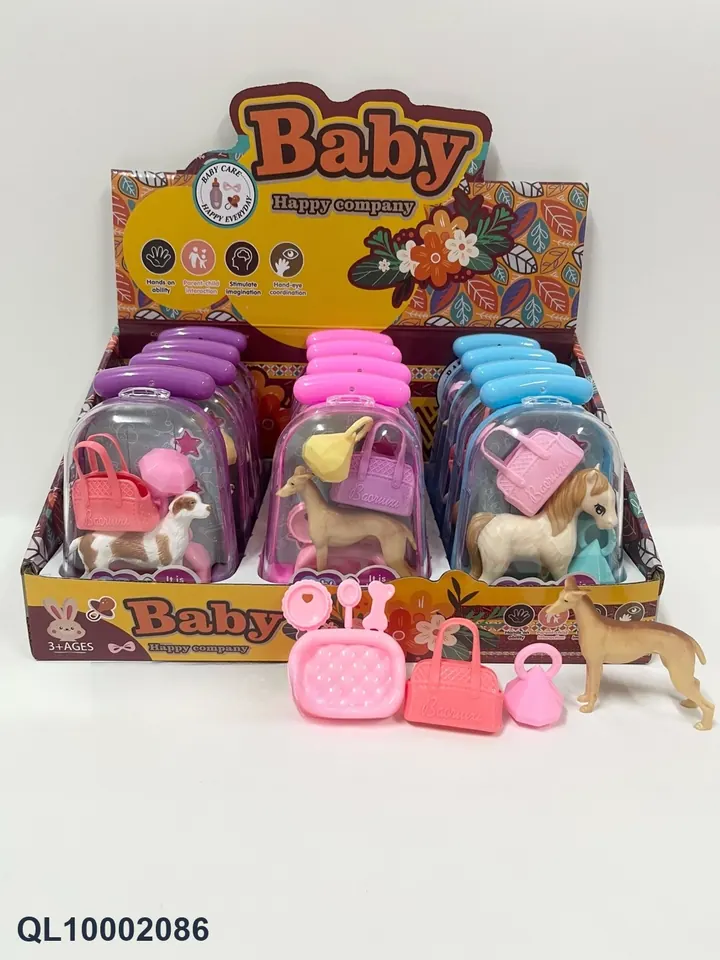 (trolley suitcase) Animal Belt Accessories (play house toys) 3 Mixed Packages ( Display Box wholesale from Qili Toys