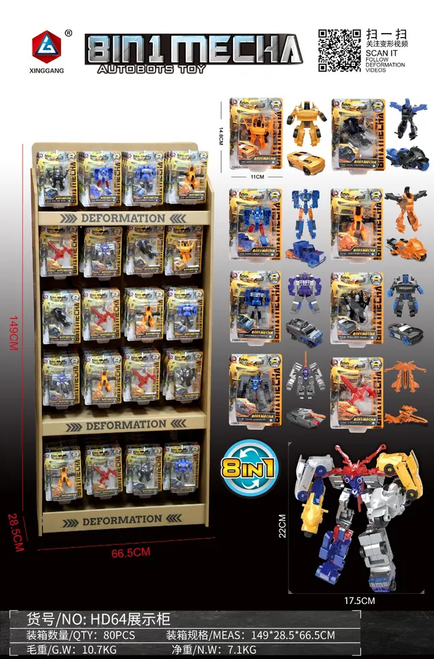 Classic Mini Deformation (eight types of eight-in-one) (display cabinet) Blister Board wholesale from Qili Toys