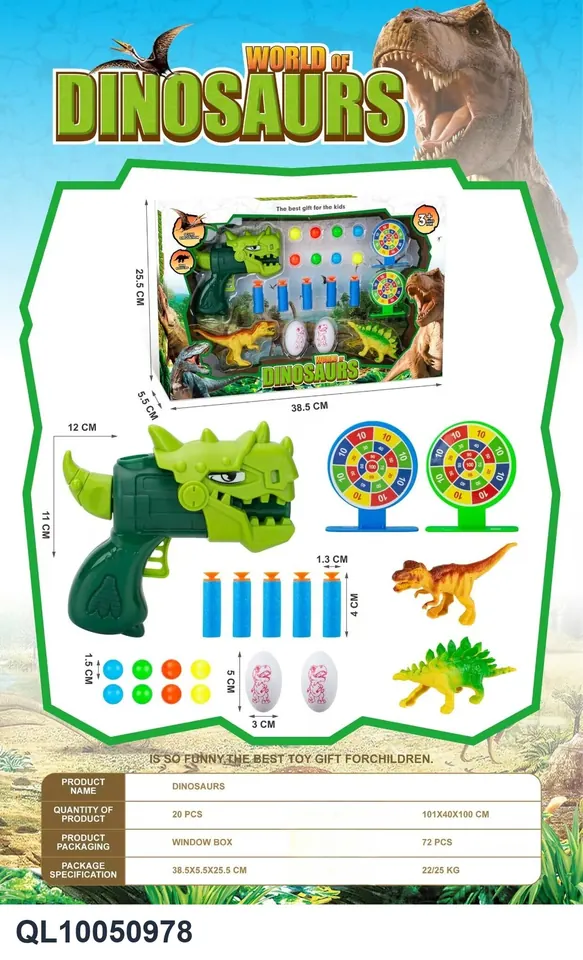 Dinosaur Soft Bullet Table Tennis Gun Window Box wholesale from Qili Toys