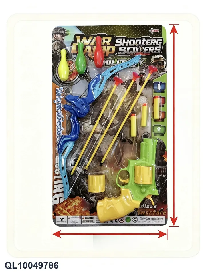 Environmentally Friendly Bow And Arrow Revolver Pieces Blister Board wholesale from Qili Toys