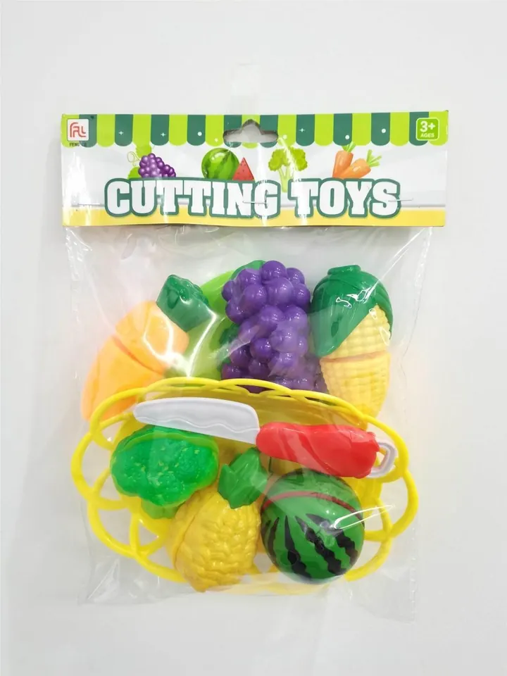 Fruit And Vegetable Cutting Set (food set, tableware, play house toy) PVC Header Bag wholesale from Qili Toys
