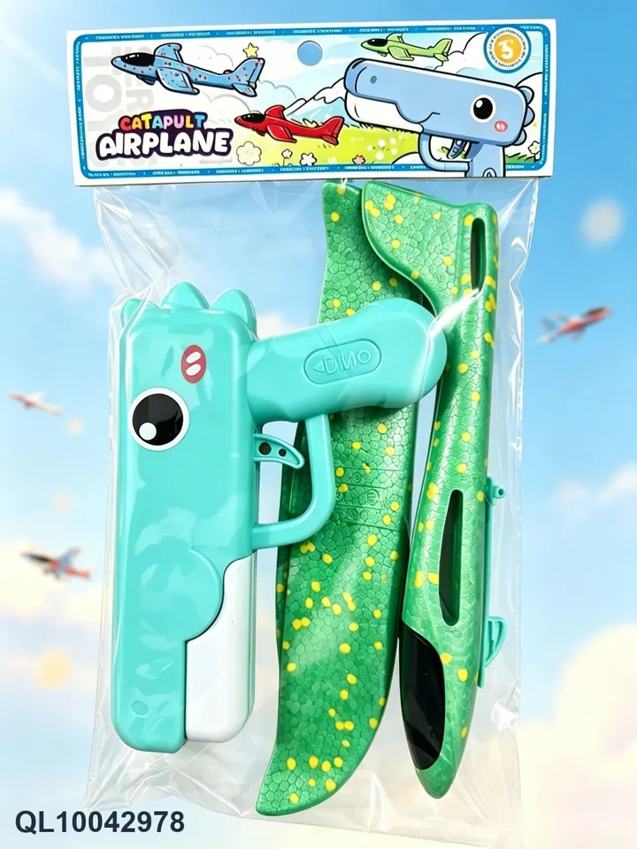 Outdoor Parent-Child Interactive Ejection Foam Aircraft Gun (aircraft gun + 1 foam aircraft) OPP Header Bag wholesale from Qili Toys
