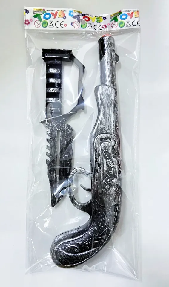 Pirate Gun + Knife (ancient silver) OPP Bag wholesale from Qili Toys