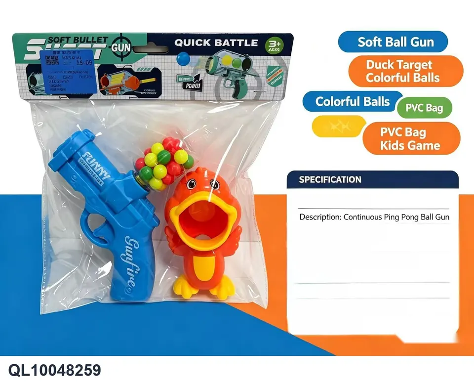 Repeating Ping Pong Gun PVC Header Bag wholesale from Qili Toys