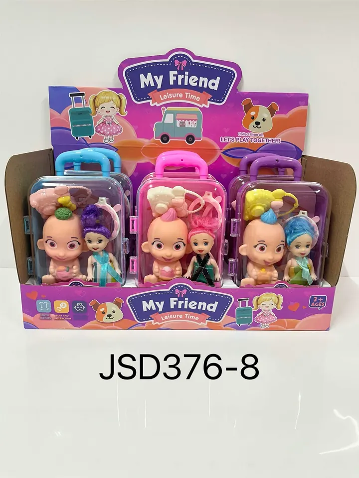 Set Of 6 Baby Dolls (3-inch each), Made Of Plastic, With A Carrying Case. The Set Includes 3 Different Doll Models And Comes In A Display Box. (price for one doll only). Display Box wholesale from Qili Toys