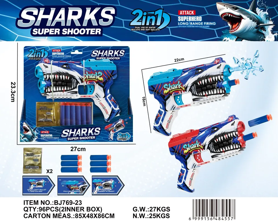 Shark Soft Bomb/Water Gun (two colors mixed) Display Box wholesale from Qili Toys