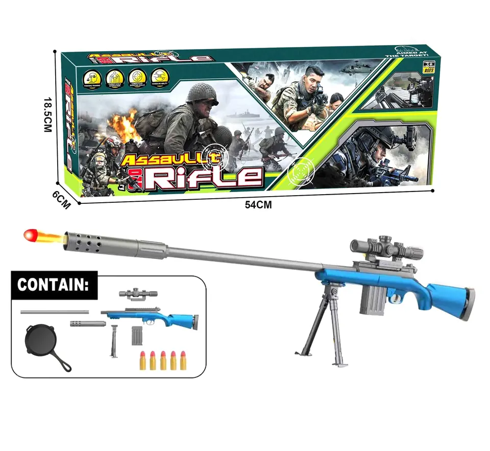 Shell Ejection Soft Bullet Gun, Manual Soft Bullet Gun Set, Simulated Children's Toy Gun, Sniper Gun, Soft Bullet Bullet Launcher Color Box wholesale from Qili Toys