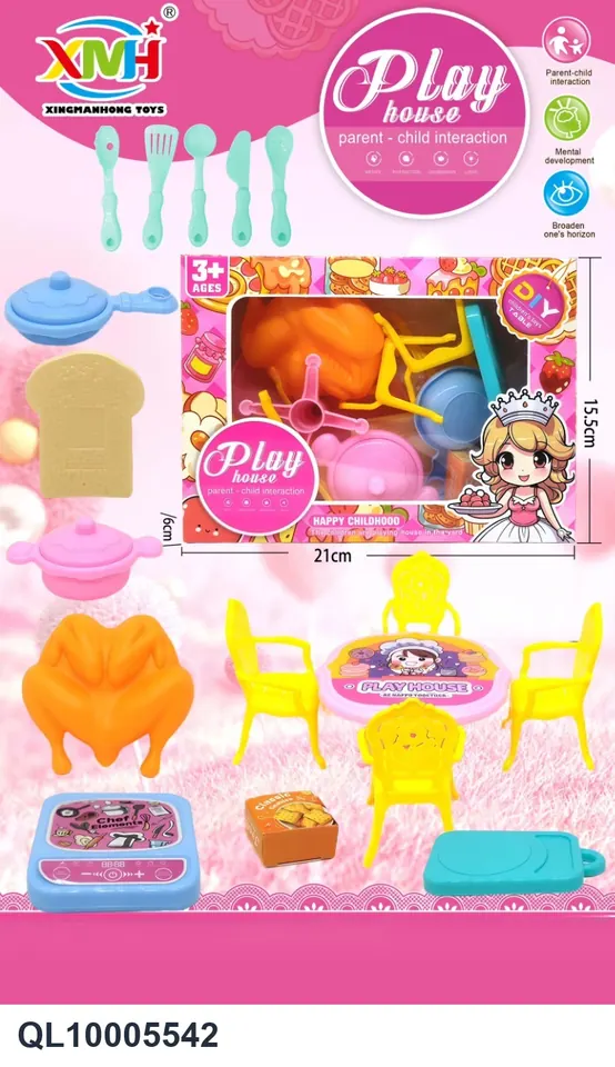 Square Dining Table & Chairs Food Set Window Box wholesale from Qili Toys