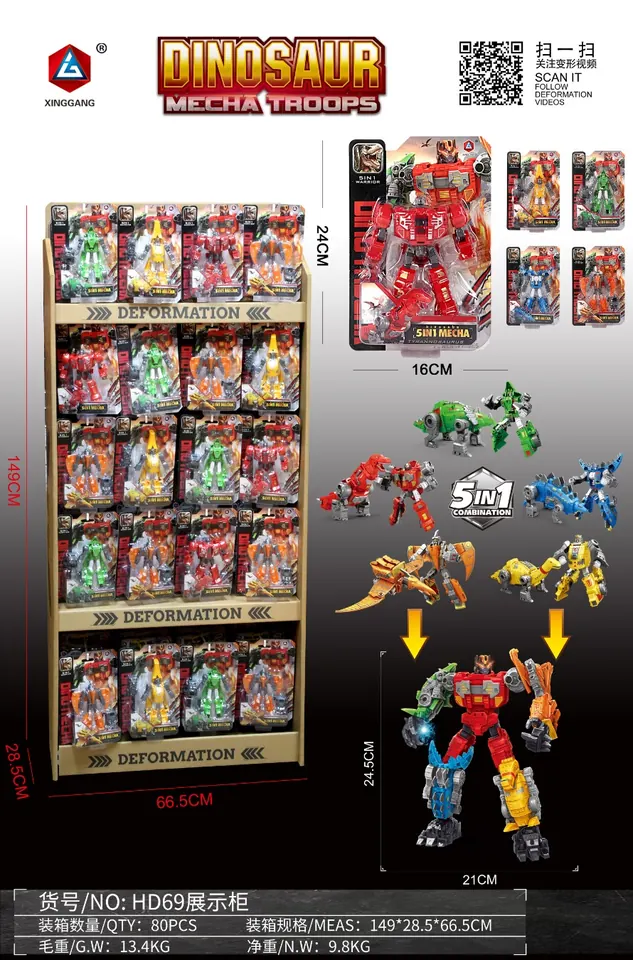 Steel Dragon King (dinosaur quintuple) (display cabinet) Blister Board wholesale from Qili Toys