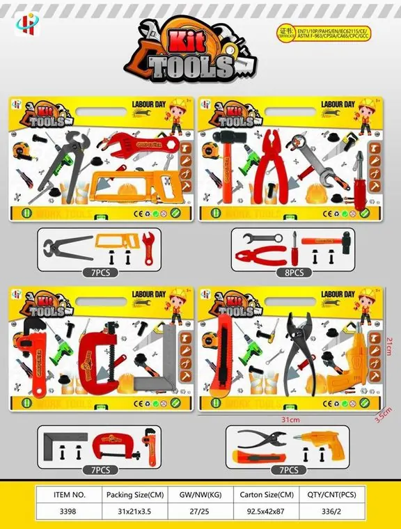 Tool Set (four models mixed, cpc) Blister Board wholesale from Qili Toys