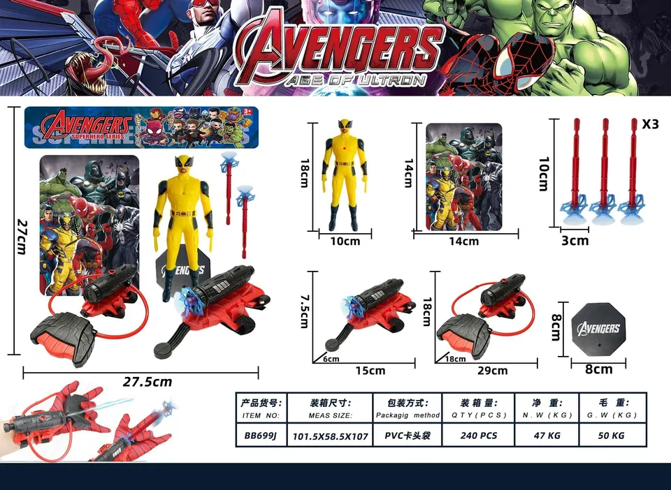 Wolverine + Glowing Mask + Water Gun + Launcher PVC Bag wholesale from Qili Toys