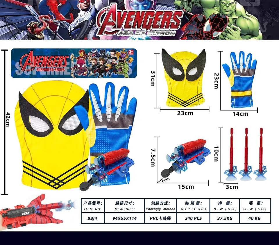 Wolverine Hood+Gloves+Launcher*3 PVC Bag wholesale from Qili Toys