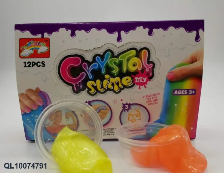 12-Color Iridescent Crystal Slime Kit (12 cans) Color Box wholesale from Qili Toys